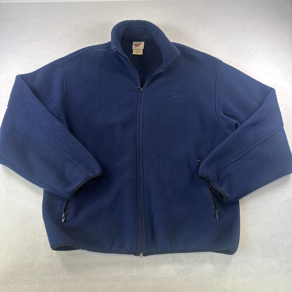 Speedo Mens Navy Blue Full Zip Fleece Jacket Mock Neck Small 828248